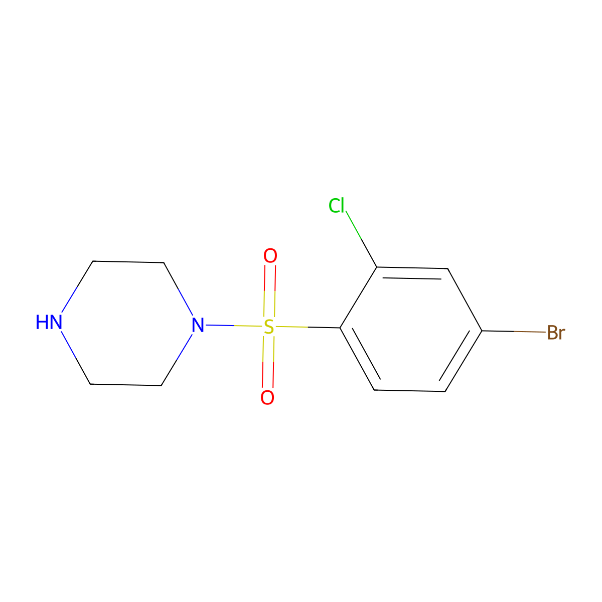1-(4-Bromo-2-chlorobenzenesulfonyl)piperazine molecular structure, CAS 731003-83-1