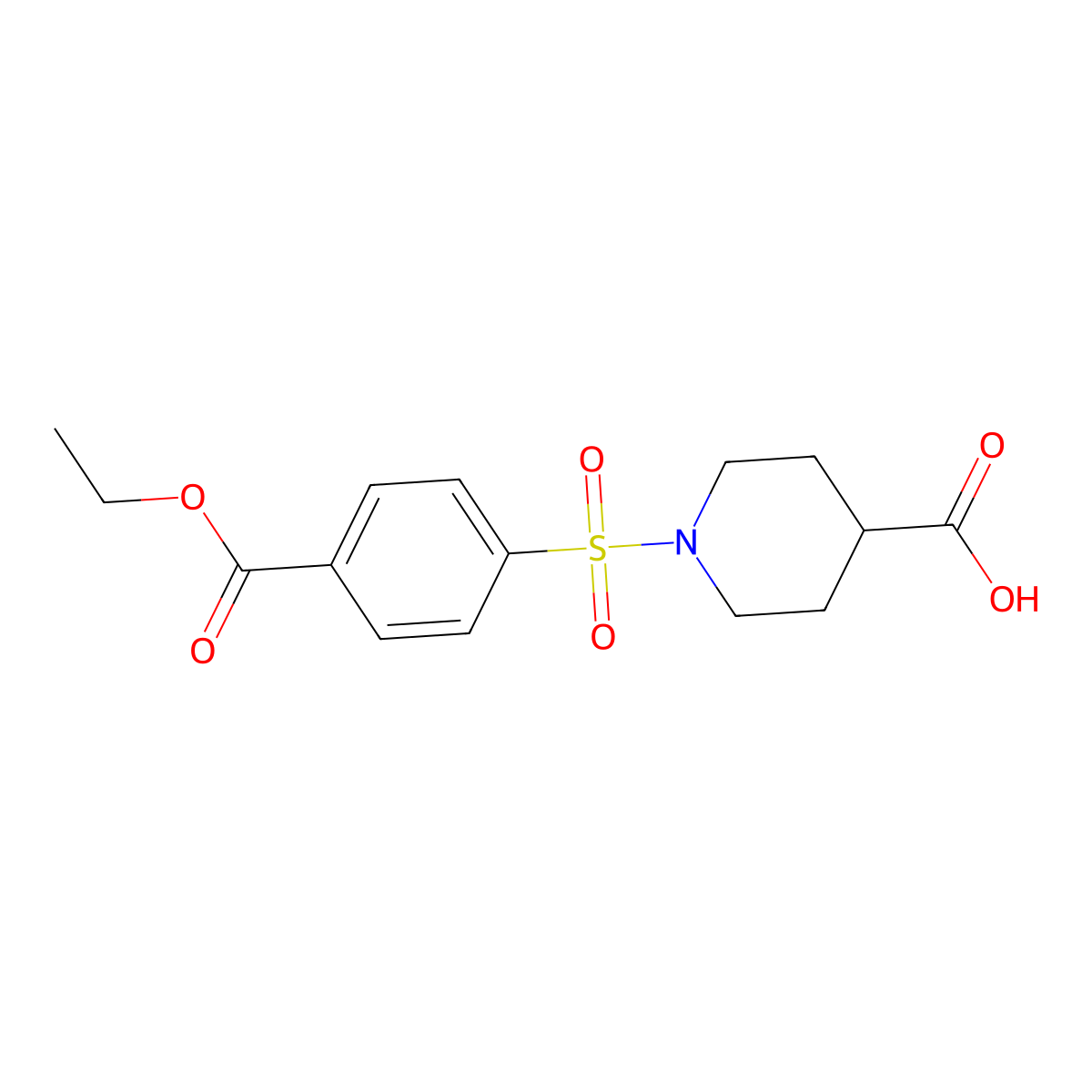 1-(4-(Ethoxycarbonyl)benzenesulfonyl)piperidine-4-carboxylic acid molecular structure, CAS 731003-86-4