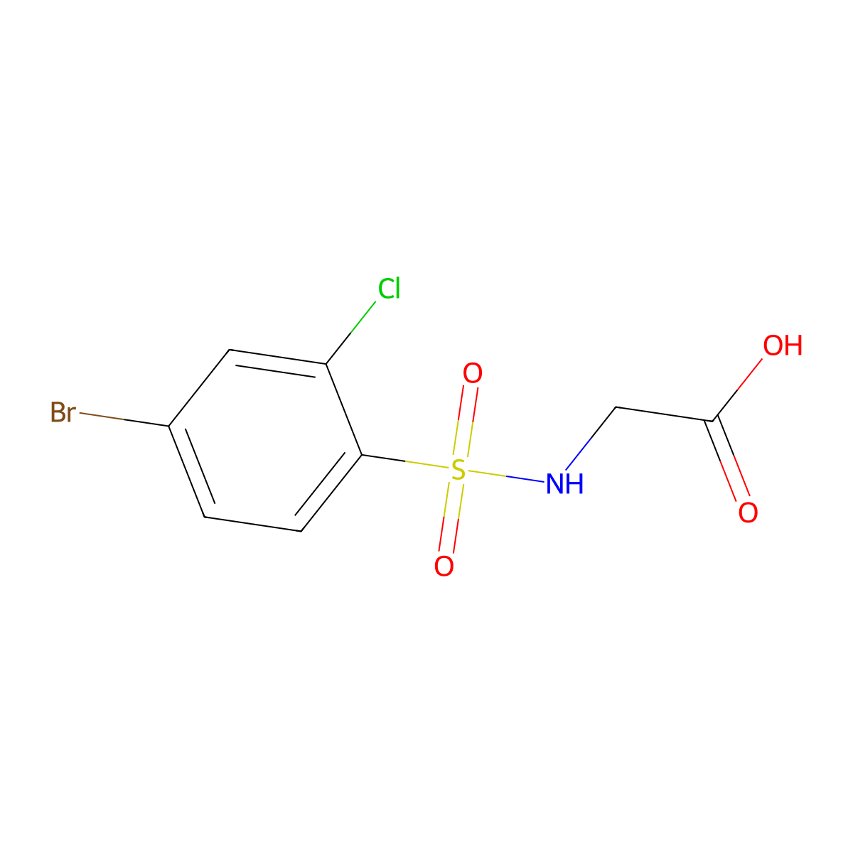 2-(4-Bromo-2-chlorobenzenesulfonamido)acetic acid molecular structure, CAS 731003-88-6