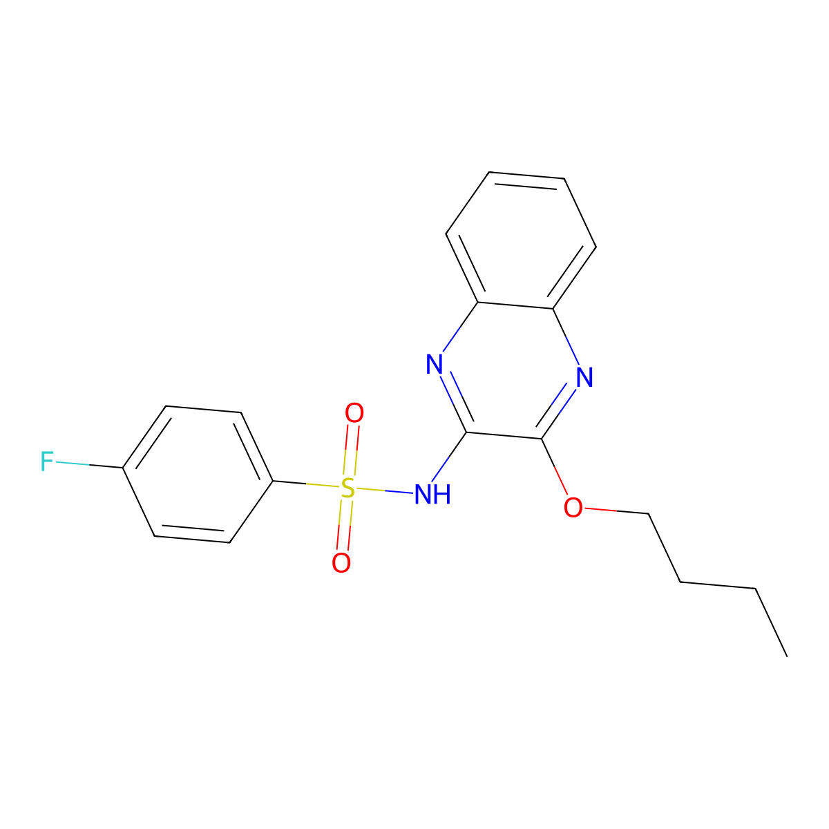 N-(3-butoxyquinoxalin-2-yl)-4-fluorobenzene-1-sulfonamide molecular structure, CAS 731004-10-7