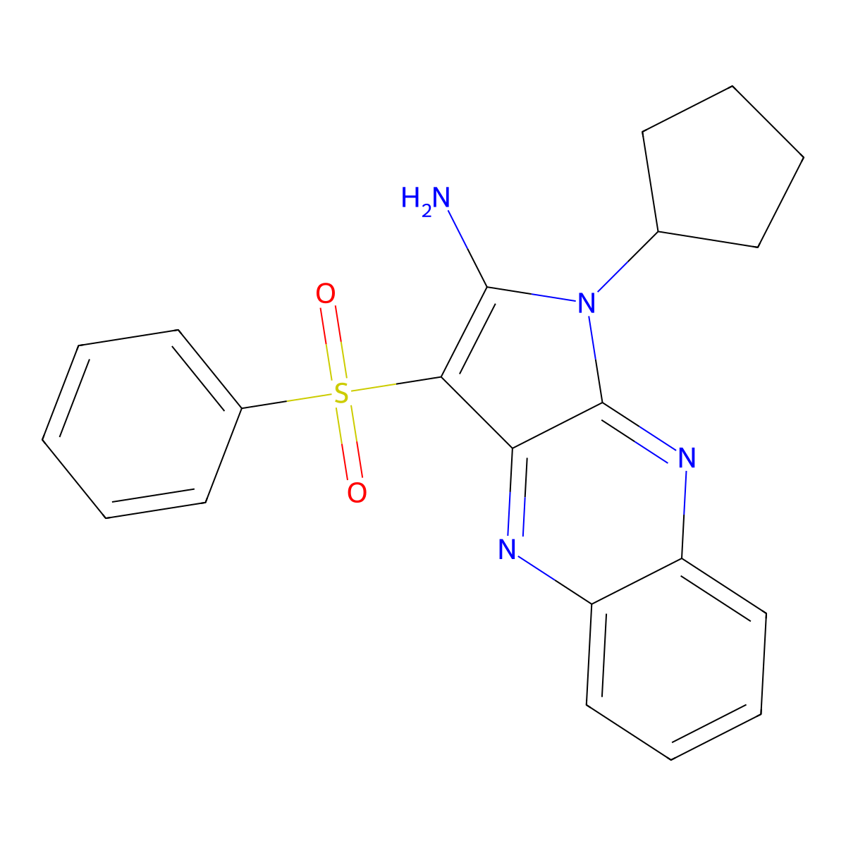 1-cyclopentyl-3-(phenylsulfonyl)-1H-pyrrolo[2,3-b]quinoxalin-2-amine molecular structure, CAS 731004-69-6