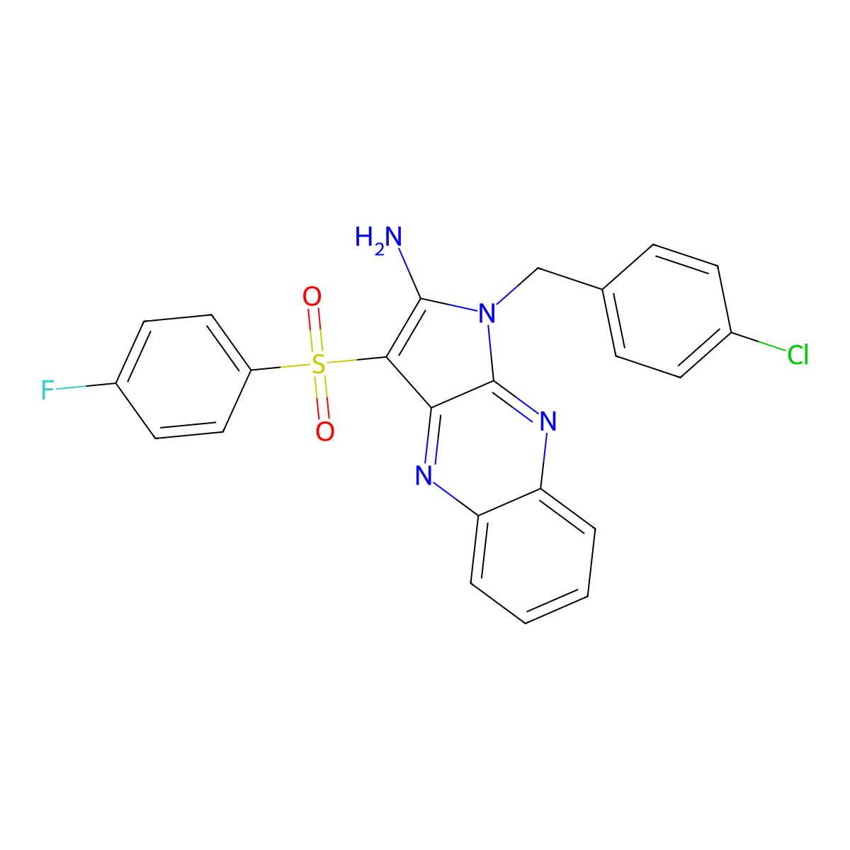 1-(4-chlorobenzyl)-3-[(4-fluorophenyl)sulfonyl]-1H-pyrrolo[2,3-b]quinoxalin-2-amine molecular structure, CAS 731004-84-5