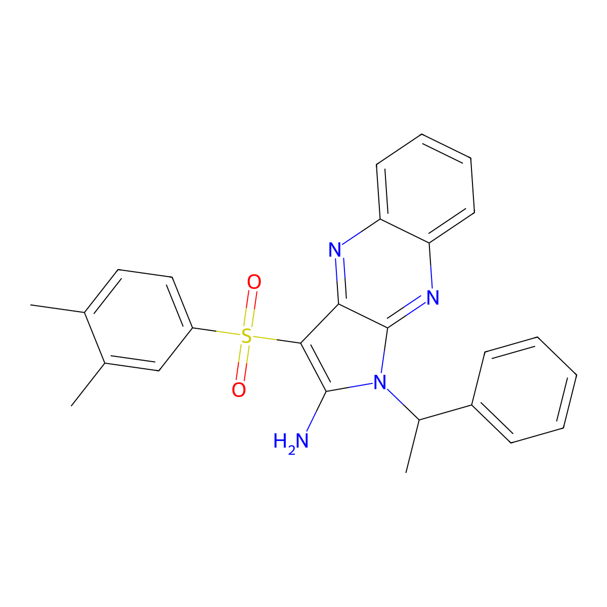3-[(3,4-dimethylphenyl)sulfonyl]-1-(1-phenylethyl)-1H-pyrrolo[2,3-b]quinoxalin-2-amine molecular structure, CAS 731004-87-8