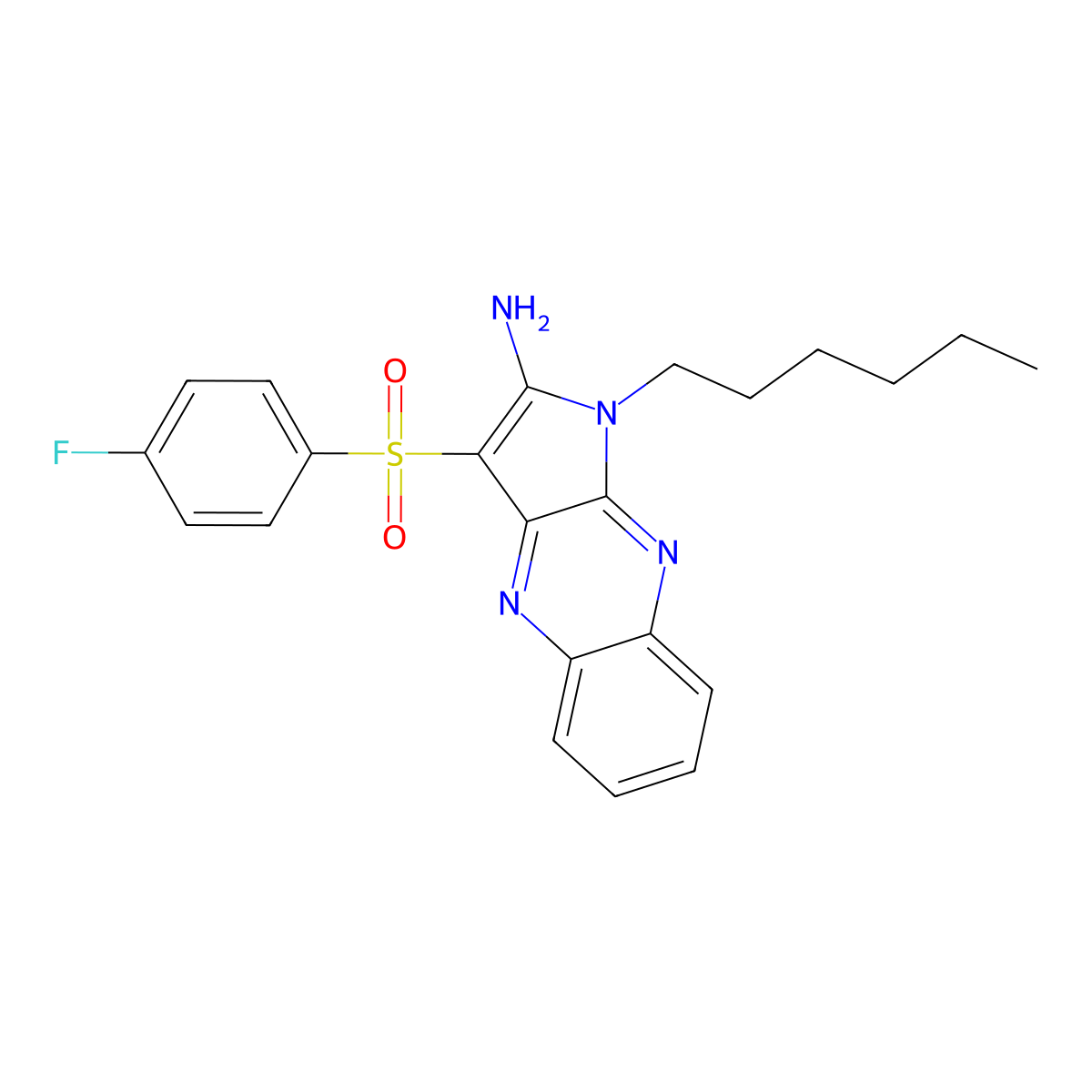 3-[(4-fluorophenyl)sulfonyl]-1-hexyl-1H-pyrrolo[2,3-b]quinoxalin-2-amine molecular structure, CAS 731004-88-9