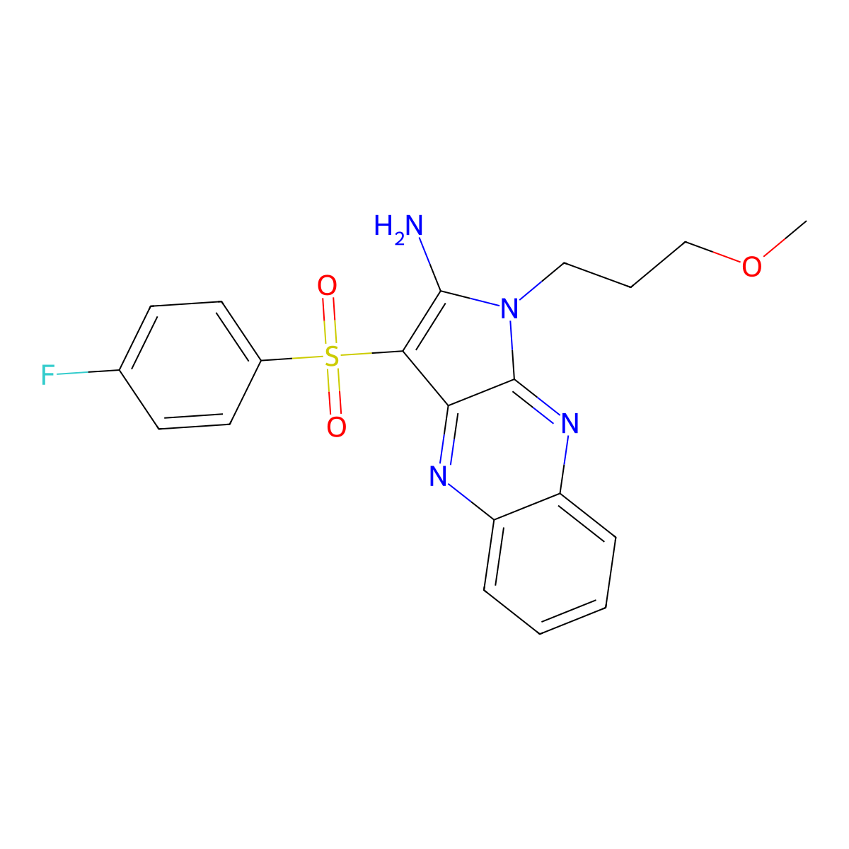 3-((4-fluorophenyl)sulfonyl)-1-(3-methoxypropyl)-1H-pyrrolo[2,3-b]quinoxalin-2-amine molecular structure, CAS 731004-91-4