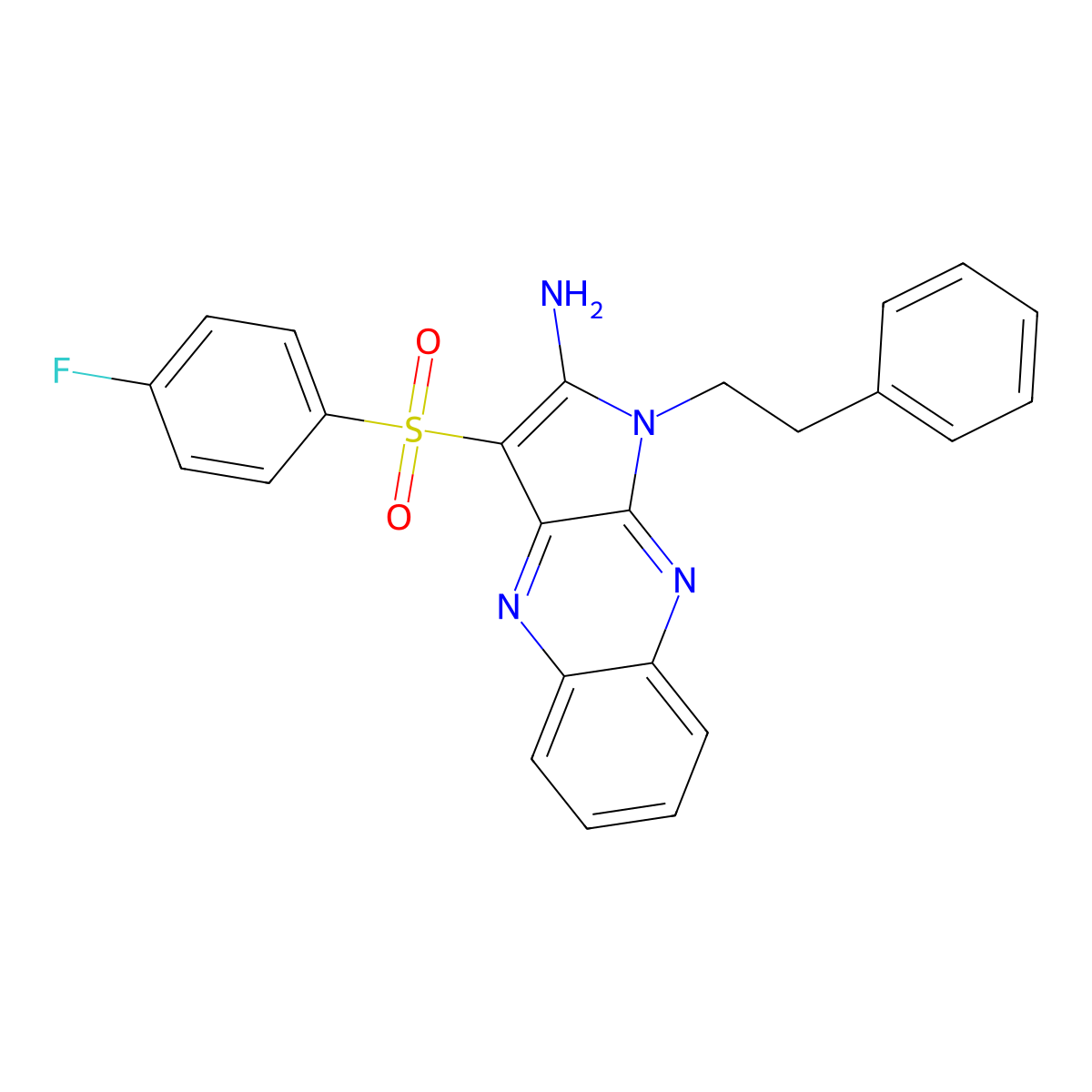 3-[(4-fluorophenyl)sulfonyl]-1-(2-phenylethyl)-1H-pyrrolo[2,3-b]quinoxalin-2-amine molecular structure, CAS 731004-93-6