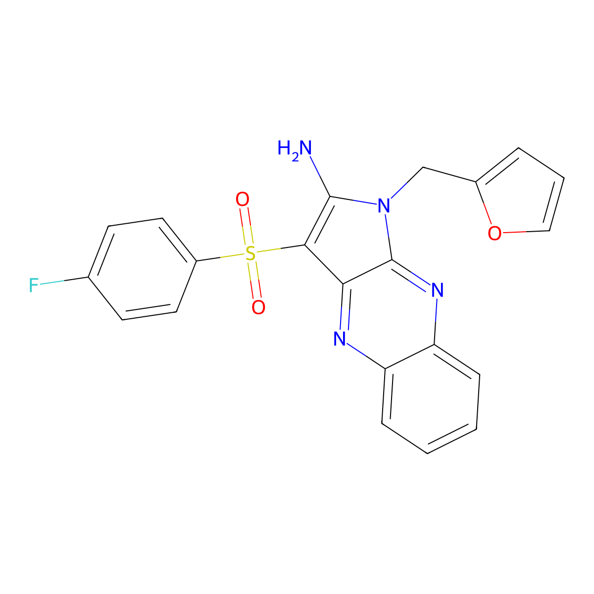 3-(4-fluorobenzenesulfonyl)-1-[(furan-2-yl)methyl]-1H-pyrrolo[2,3-b]quinoxalin-2-amine molecular structure, CAS 731004-95-8