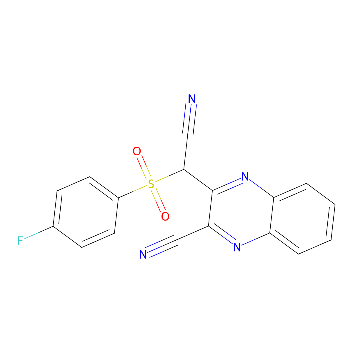3-[Cyano(4-fluorobenzenesulfonyl)methyl]quinoxaline-2-carbonitrile molecular structure, CAS 731005-11-1