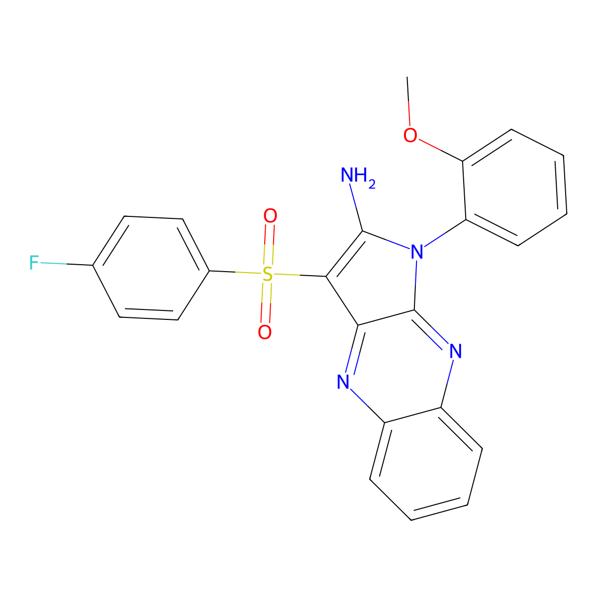 3-(4-fluorobenzenesulfonyl)-1-(2-methoxyphenyl)-1H-pyrrolo[2,3-b]quinoxalin-2-amine molecular structure, CAS 731005-31-5