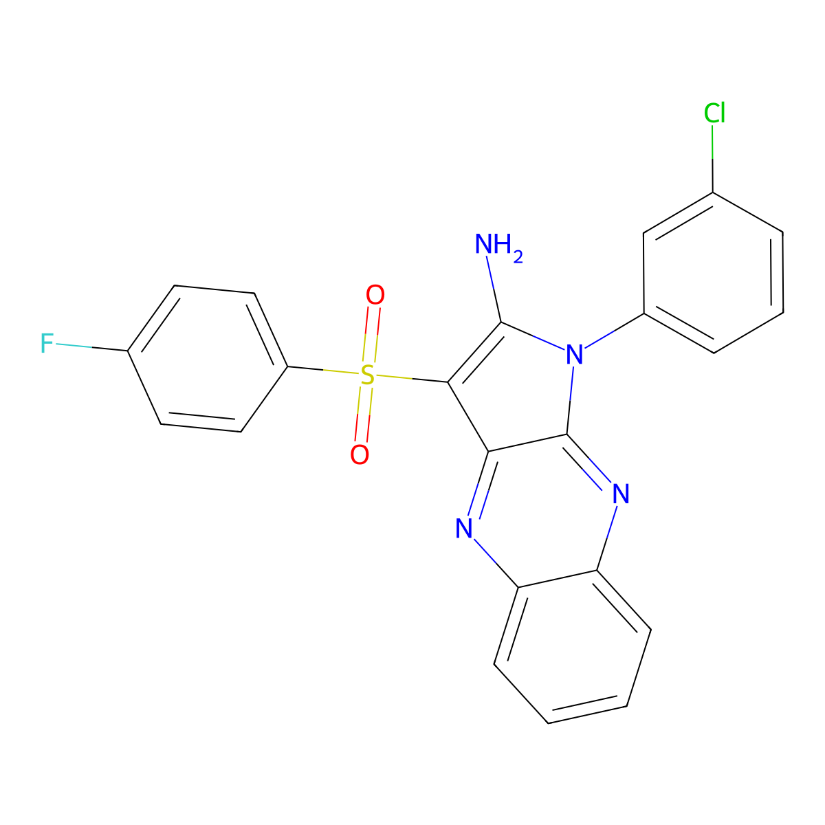 1-(3-chlorophenyl)-3-(4-fluorobenzenesulfonyl)-1H-pyrrolo[2,3-b]quinoxalin-2-amine molecular structure, CAS 731005-45-1