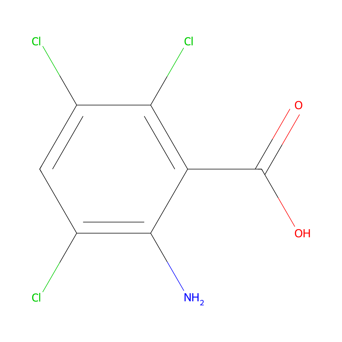 2-Amino-3,5,6-trichlorobenzoic acid molecular structure, CAS 731007-25-3