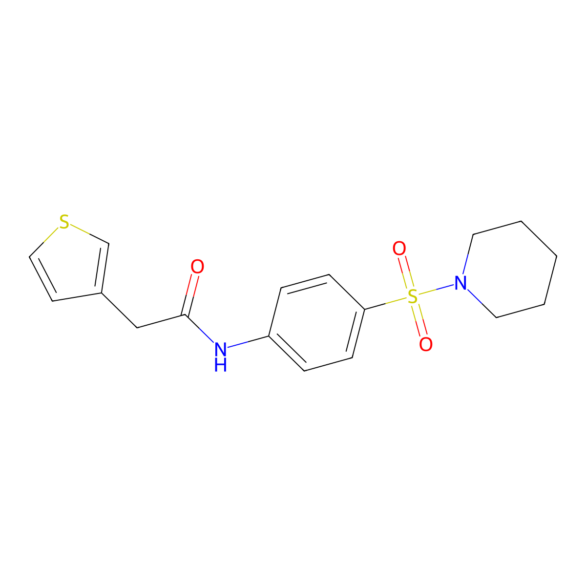 N-[4-(piperidine-1-sulfonyl)phenyl]-2-(thiophen-3-yl)acetamide molecular structure, CAS 731007-46-8