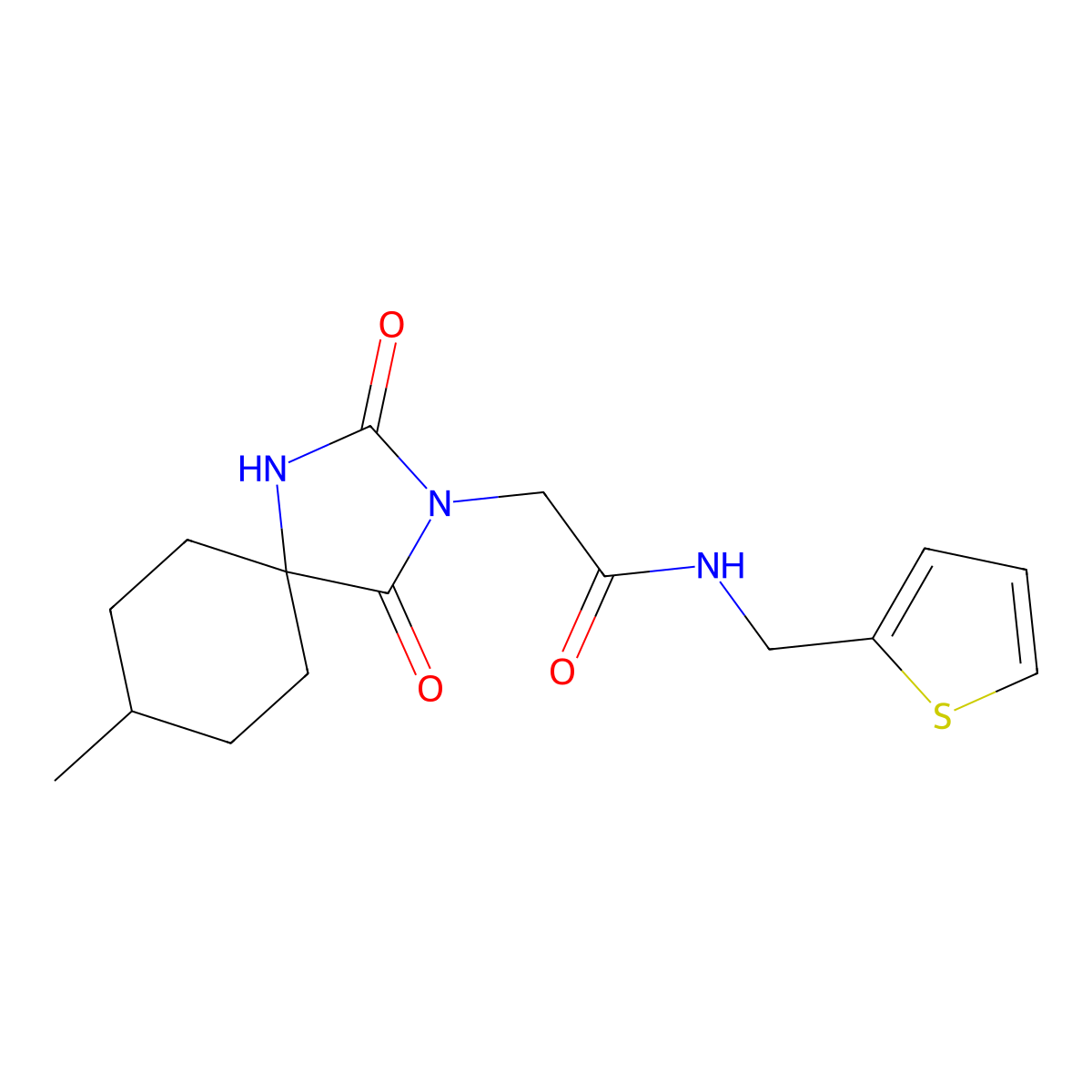 2-{8-methyl-2,4-dioxo-1,3-diazaspiro[4.5]decan-3-yl}-N-[(thiophen-2-yl)methyl]acetamide molecular structure, CAS 731008-67-6