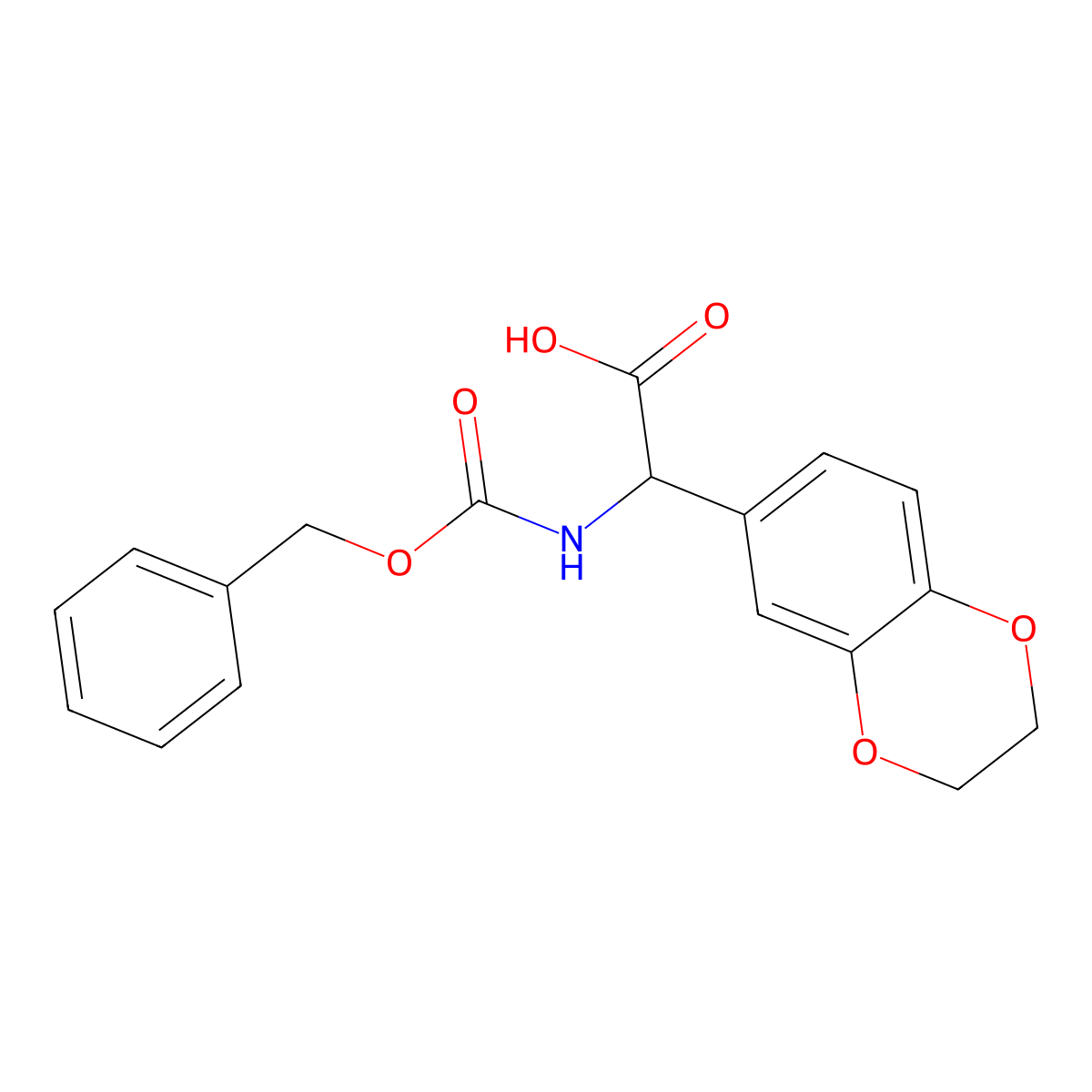2-{[(Benzyloxy)carbonyl]amino}-2-(2,3-dihydro-1,4-benzodioxin-6-yl)acetic acid molecular structure, CAS 73101-08-3