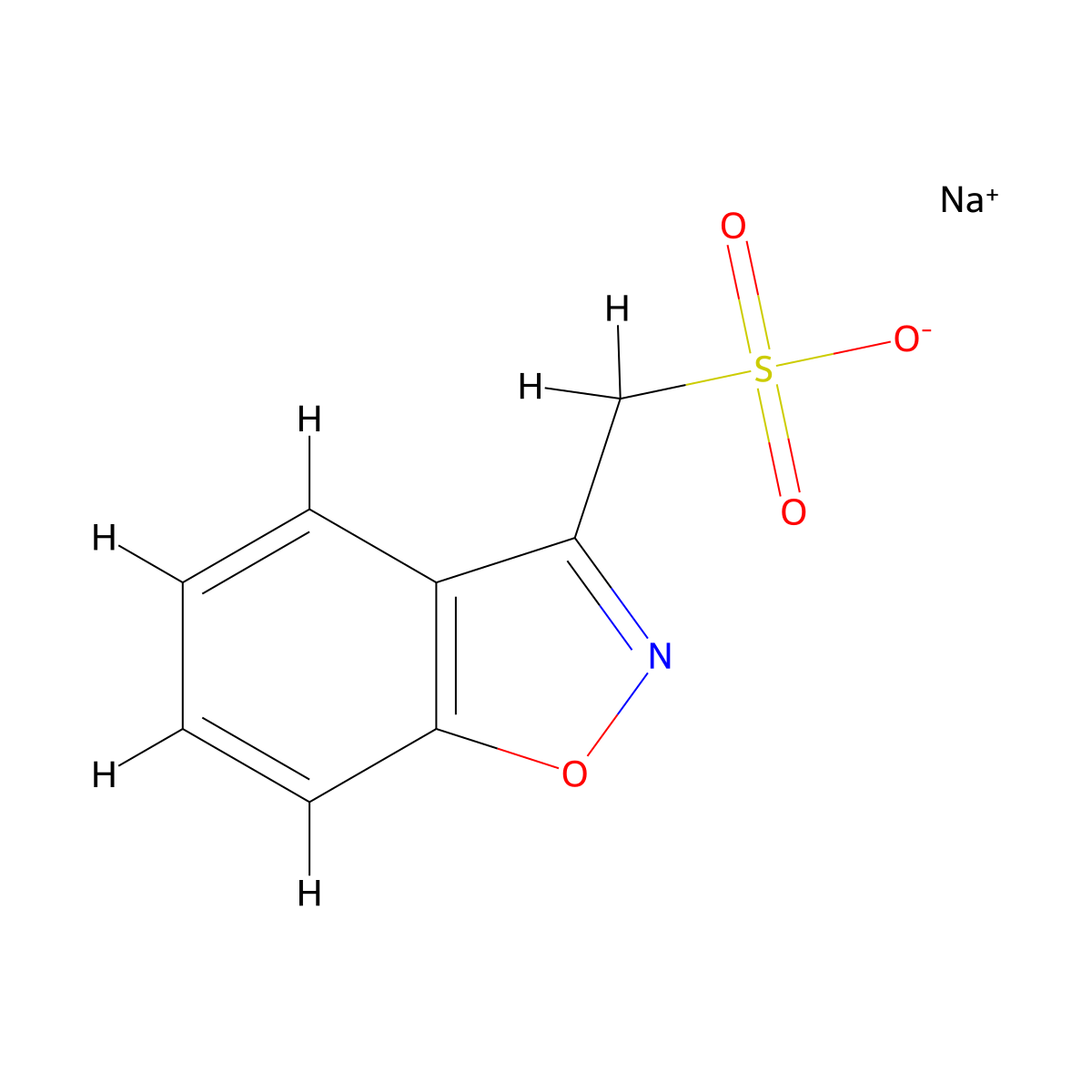 sodium 1,2-benzoxazol-3-ylmethanesulfonate molecular structure, CAS 73101-64-1