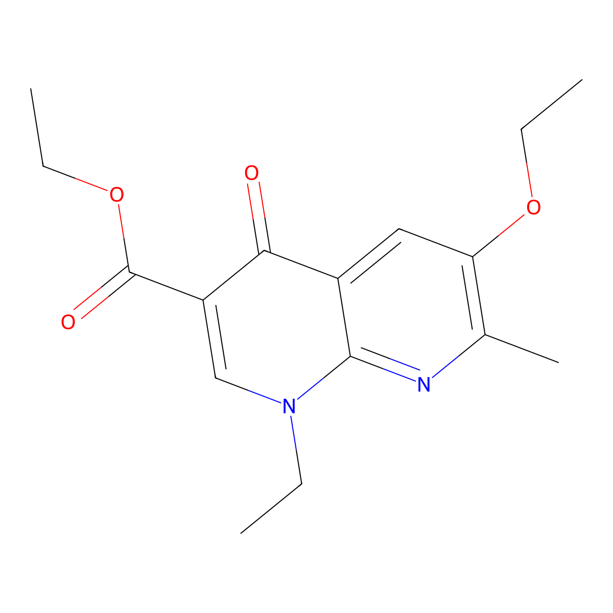 Ethyl 6-ethoxy-1-ethyl-7-methyl-4-oxo-1,4-dihydro-1,8-naphthyridine-3-carboxylate molecular structure, CAS 73101-82-3