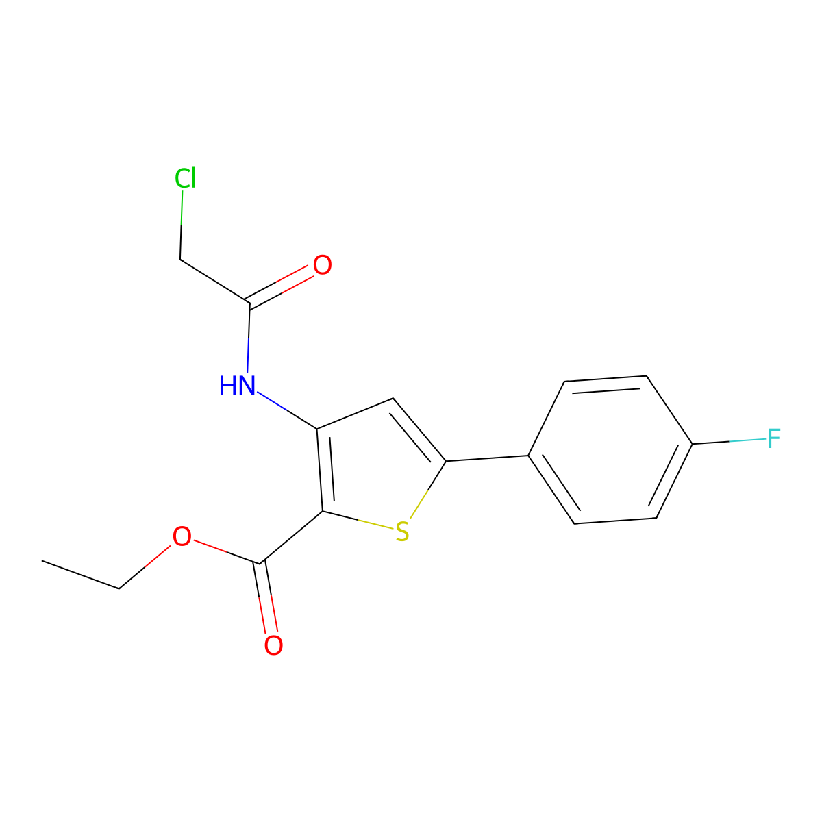 Ethyl 3-(2-chloroacetamido)-5-(4-fluorophenyl)thiophene-2-carboxylate molecular structure, CAS 731011-84-0