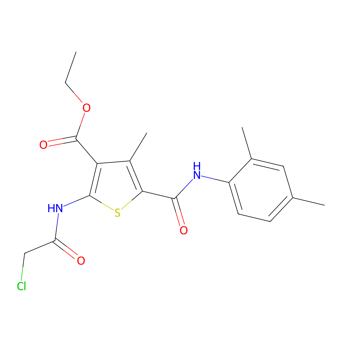 Ethyl 2-(2-chloroacetamido)-5-[(2,4-dimethylphenyl)carbamoyl]-4-methylthiophene-3-carboxylate molecular structure, CAS 731011-92-0
