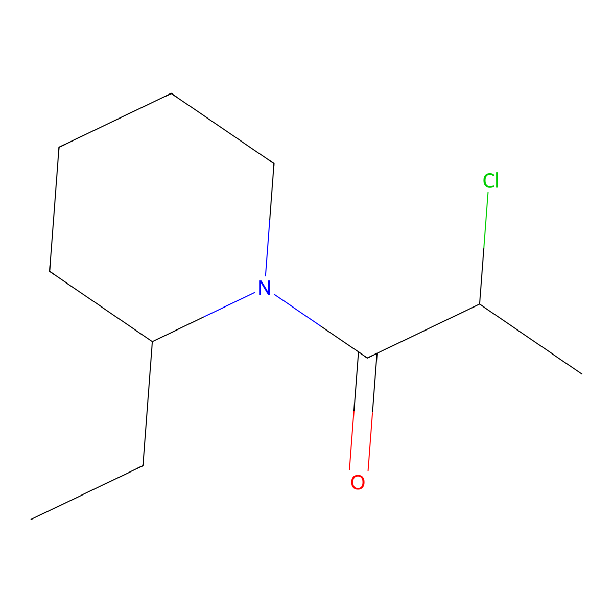 2-Chloro-1-(2-ethylpiperidin-1-yl)propan-1-one molecular structure, CAS 731011-94-2