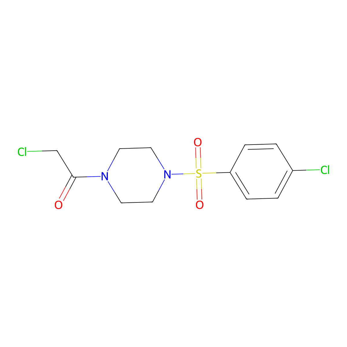 2-Chloro-1-[4-(4-chlorobenzenesulfonyl)piperazin-1-yl]ethan-1-one molecular structure, CAS 731011-99-7