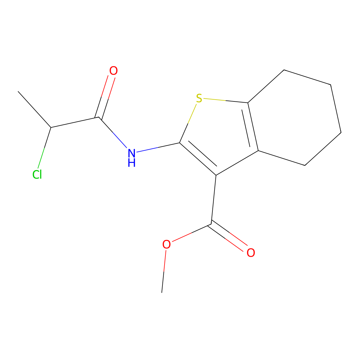 Methyl 2-[(2-chloropropanoyl)amino]-4,5,6,7-tetrahydro-1-benzothiophene-3-carboxylate molecular structure, CAS 731012-07-0