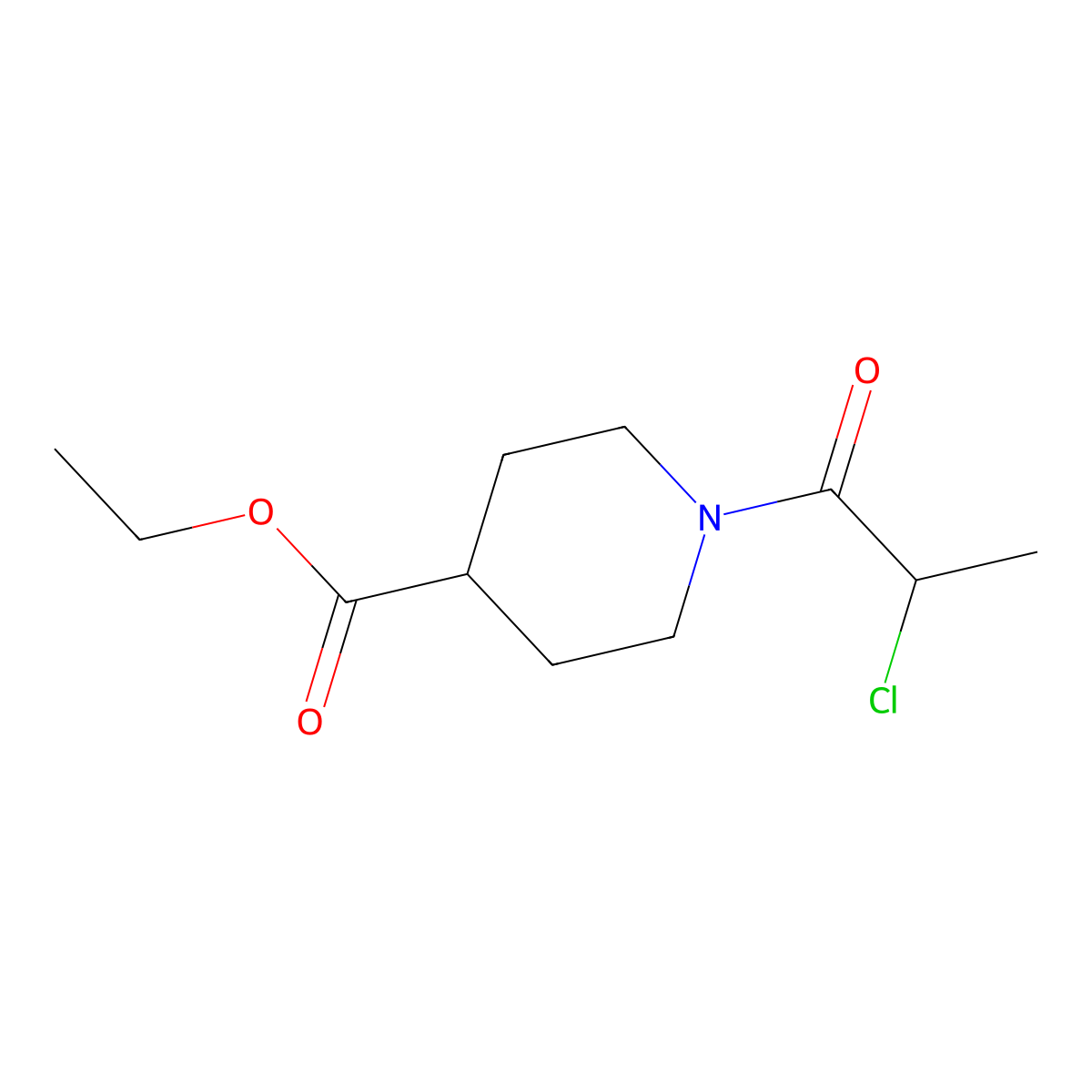 Ethyl 1-(2-chloropropanoyl)piperidine-4-carboxylate molecular structure, CAS 731012-11-6