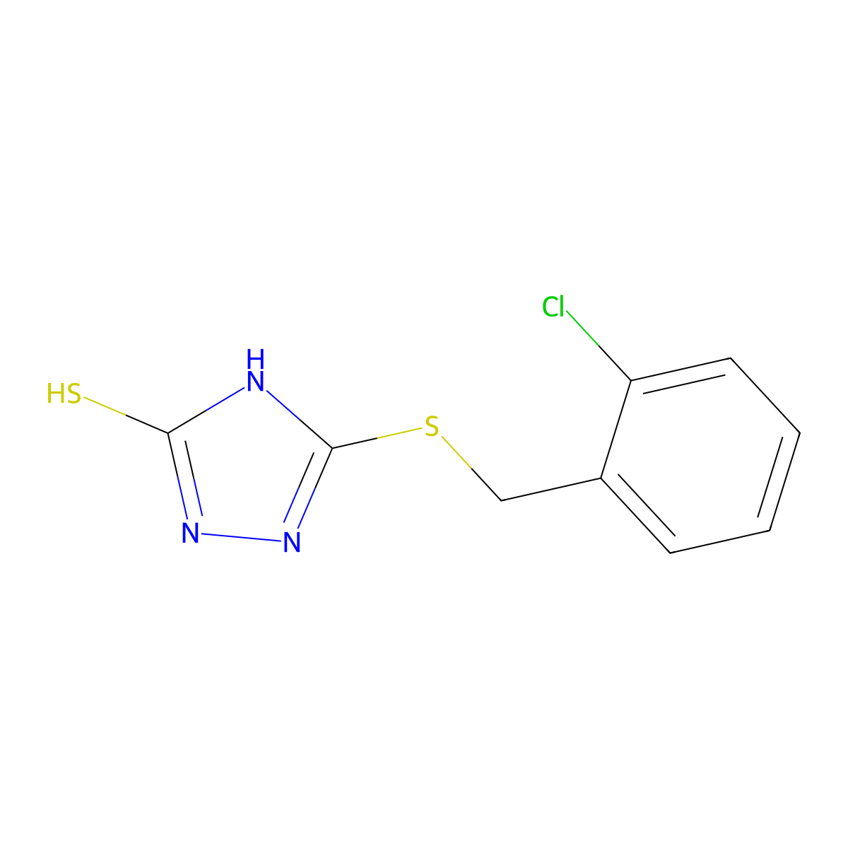 5-{[(2-chlorophenyl)methyl]sulfanyl}-4H-1,2,4-triazole-3-thiol molecular structure, CAS 731012-13-8