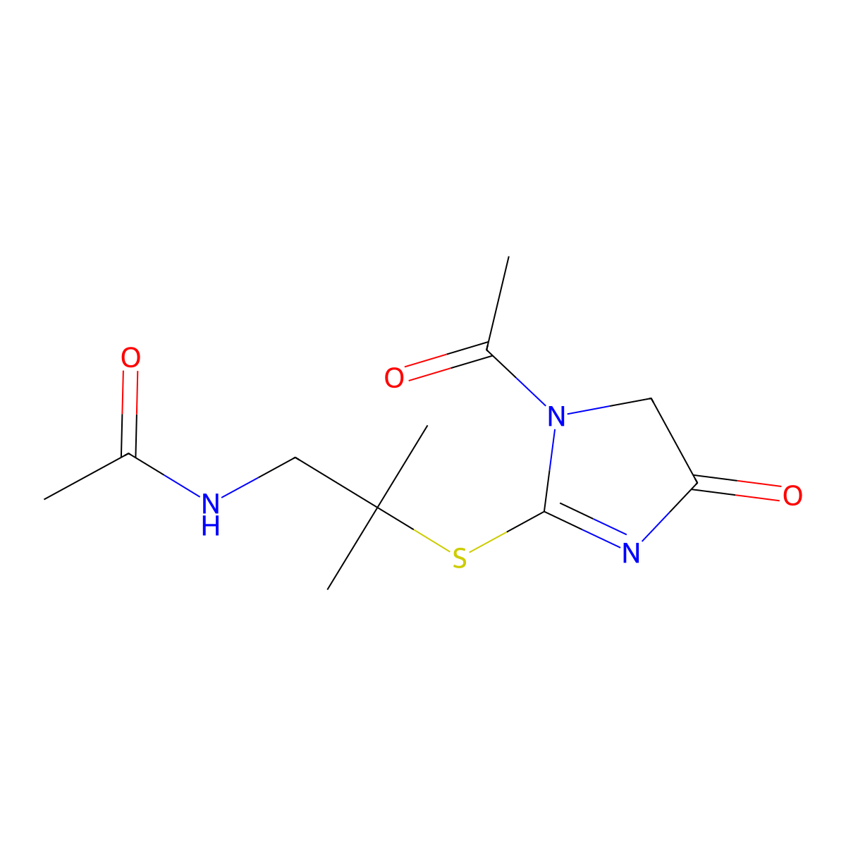N-(2-((1-Acetyl-4,5-dihydro-4-oxo-1H-imidazol-2-yl)thio)-2-methylpropyl)acetamide molecular structure, CAS 73105-06-3