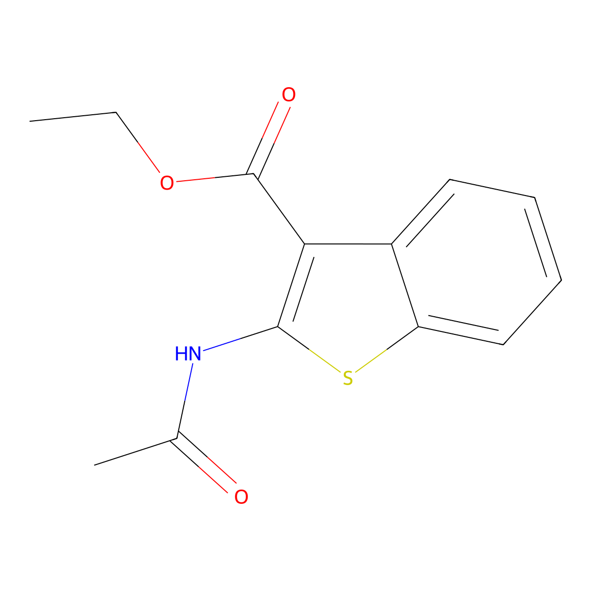 Ethyl 2-acetamido-1-benzothiophene-3-carboxylate molecular structure, CAS 7311-77-5
