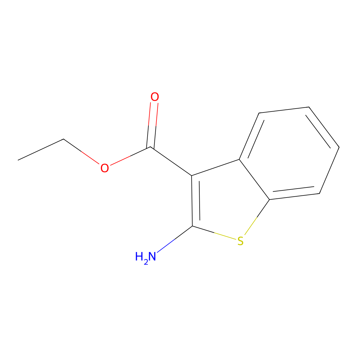 Ethyl 2-amino-1-benzothiophene-3-carboxylate molecular structure, CAS 7311-95-7