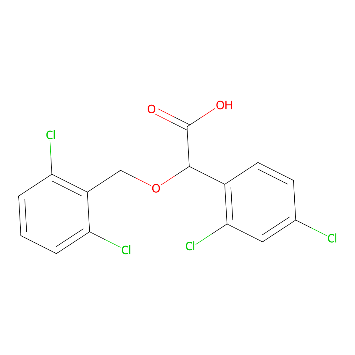 Acetic acid, 2-((2,6-dichlorobenzyl)oxy)-2-(2,4-dichlorophenyl)- molecular structure, CAS 73112-72-8