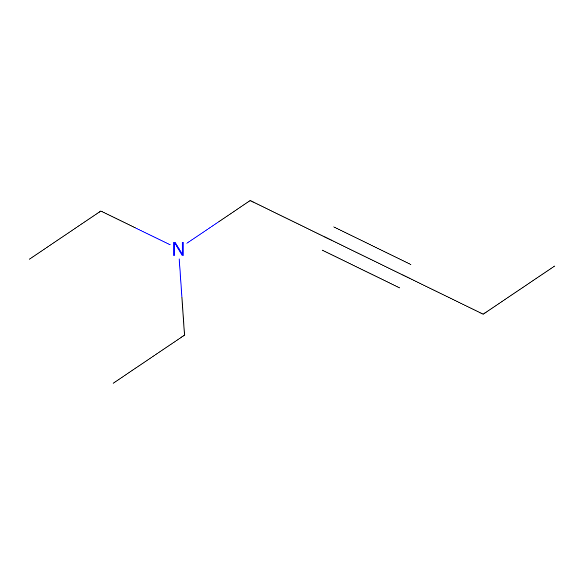 1-Diethylamino-2-pentyne molecular structure, CAS 73117-10-9
