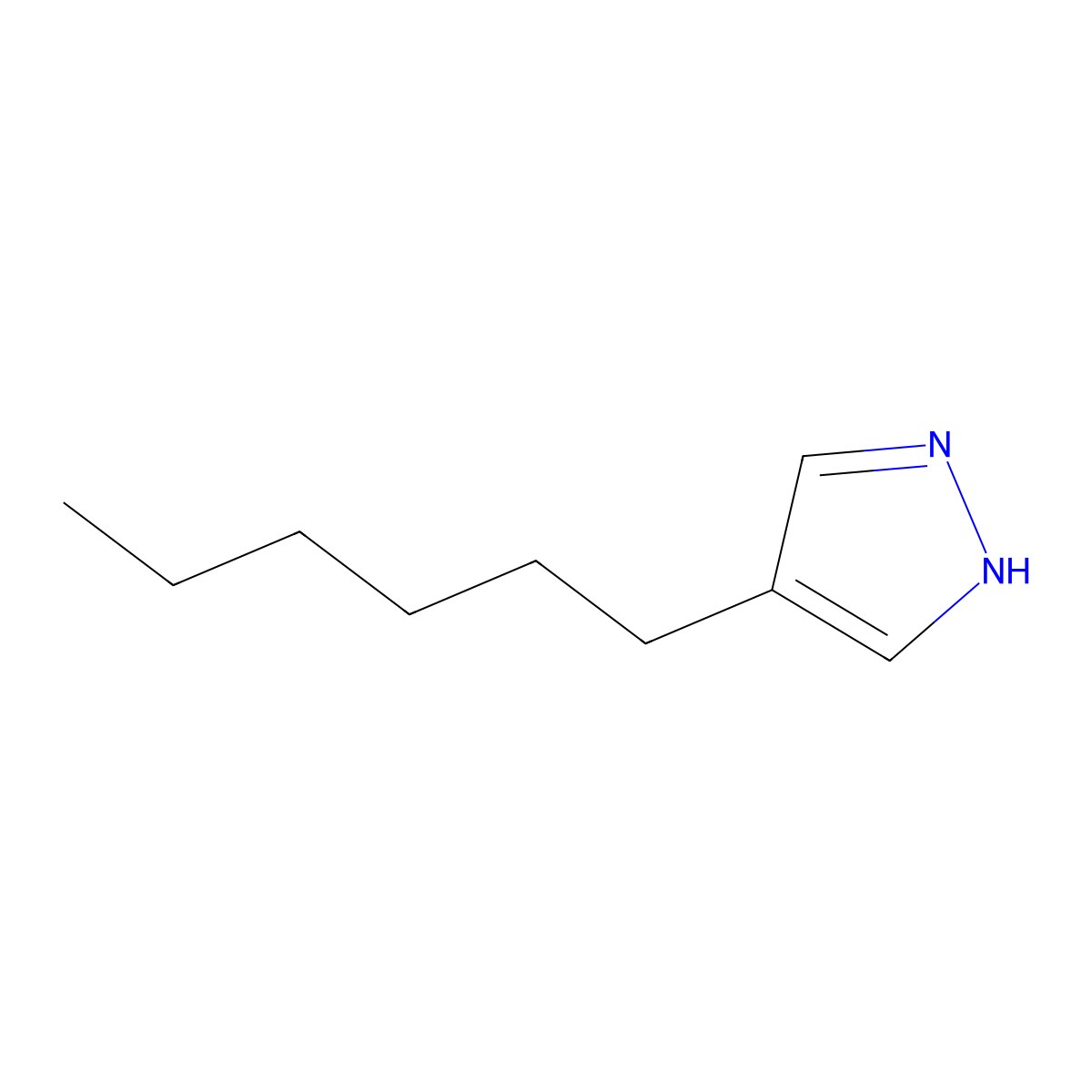 4-Hexyl-1H-pyrazole molecular structure, CAS 73123-47-4