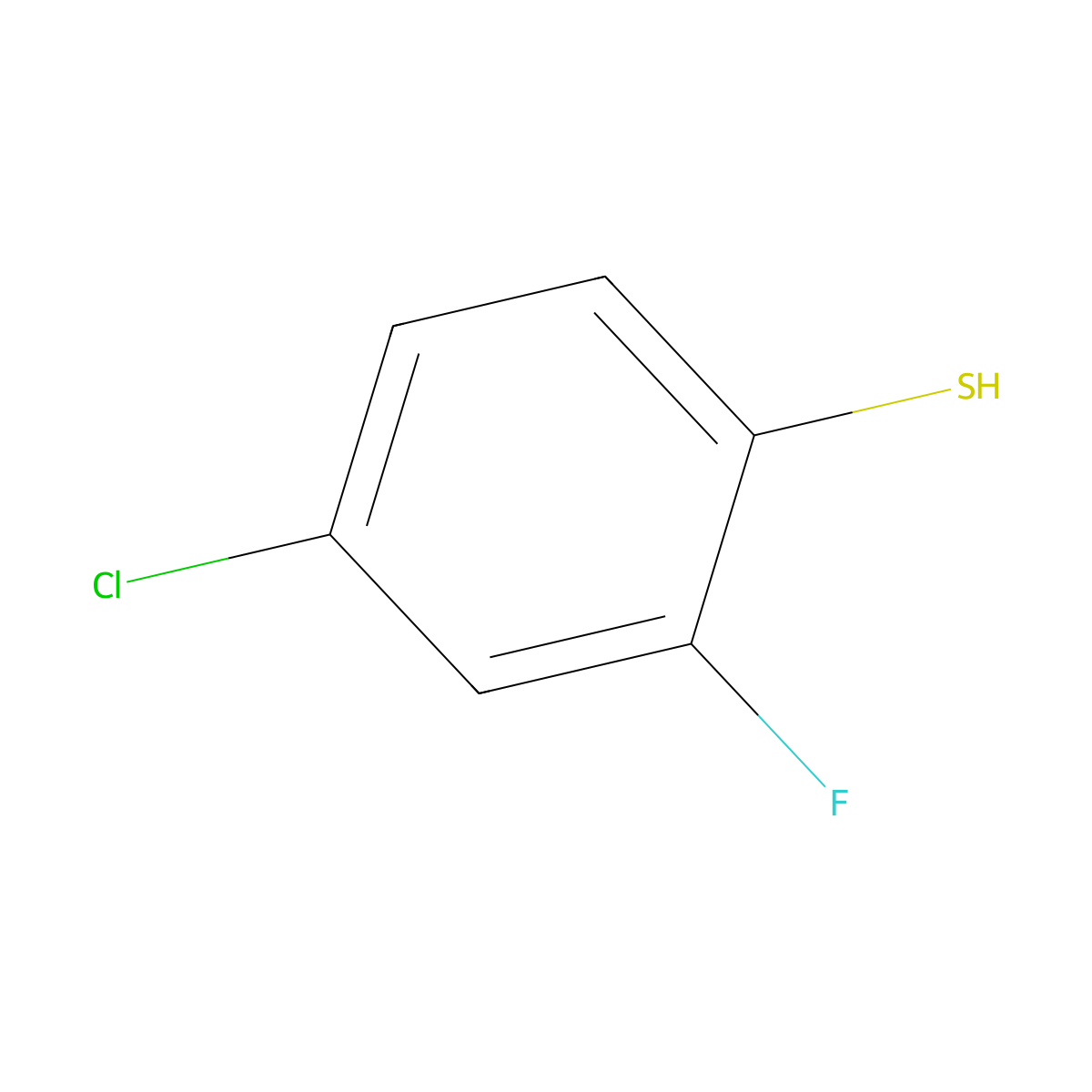 4-Chloro-2-fluorobenzene-1-thiol molecular structure, CAS 73129-12-1