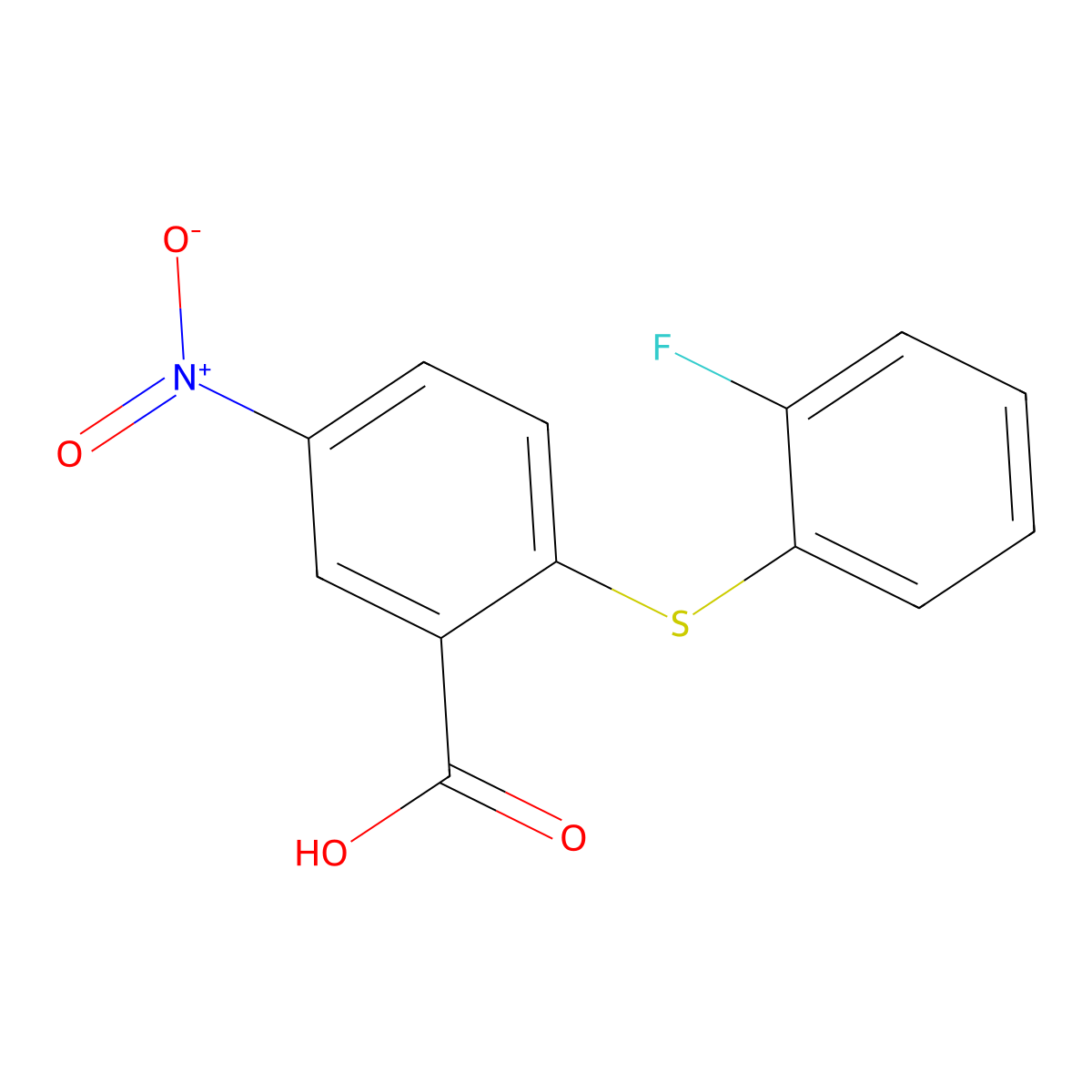 2-[(2-Fluorophenyl)sulfanyl]-5-nitrobenzoic acid molecular structure, CAS 73129-13-2