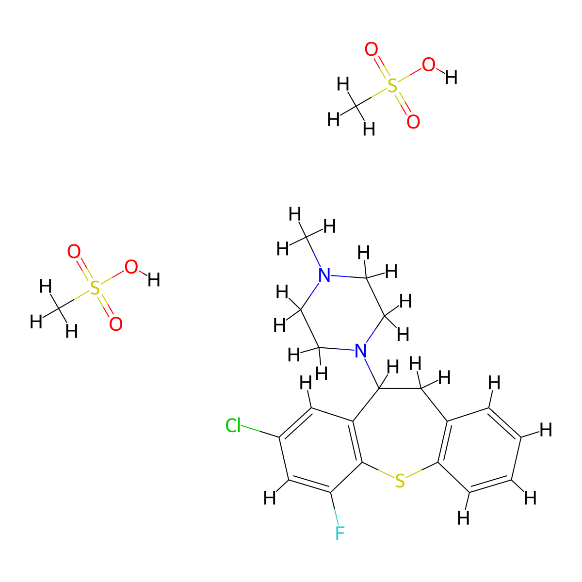 Piperazine, 1-(8-chloro-10,11-dihydro-6-fluorodibenzo(b,f)thiepin-10-yl)-4-methyl-, dimethanesulfonate molecular structure, CAS 73129-42-7