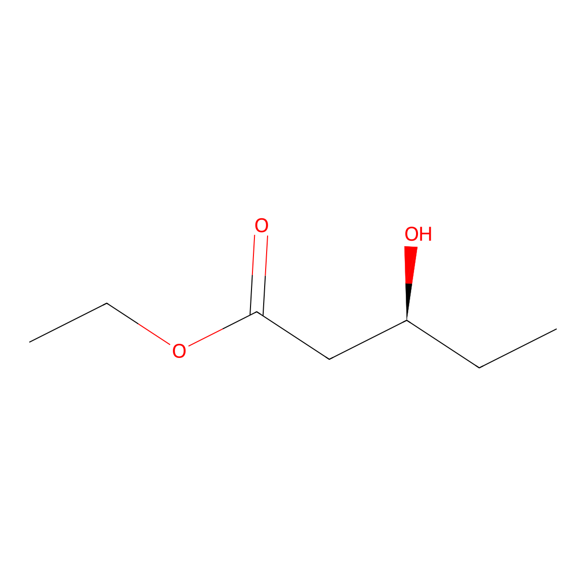 Pentanoic acid, 3-hydroxy-, ethyl ester, (3S)- molecular structure, CAS 73143-67-6