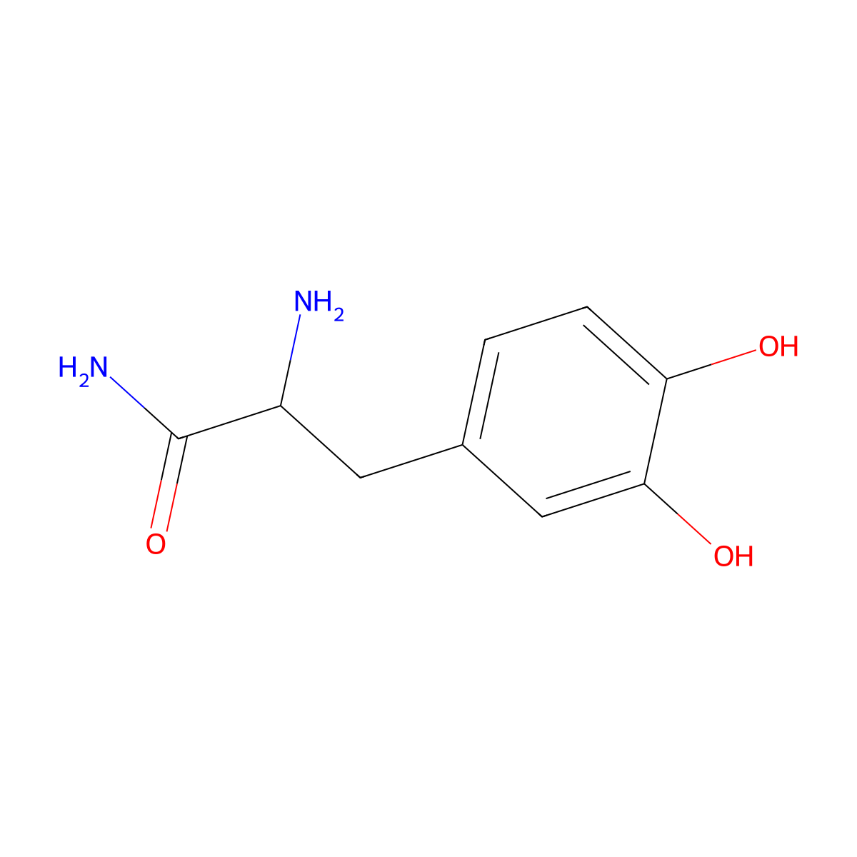 2-Amino-3-(3,4-dihydroxyphenyl)propanamide molecular structure, CAS 73148-96-6