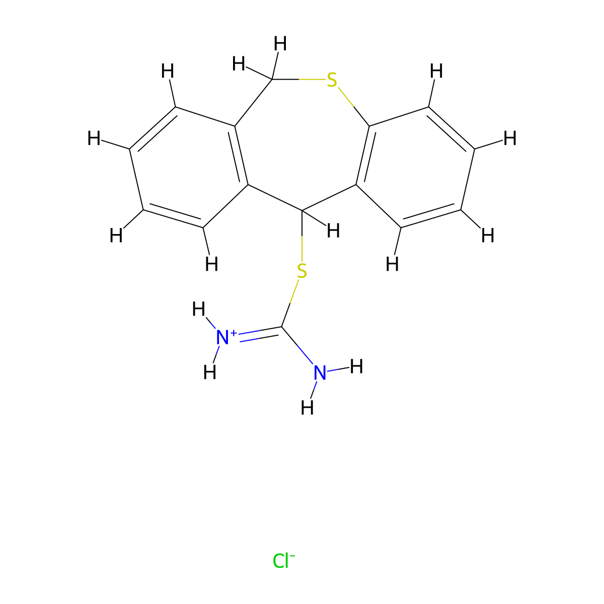 Carbamimidothioic acid, 6,11-dihydrodibenzo(b,e)thiepin-11-yl ester, monohydrochloride molecular structure, CAS 73150-16-0