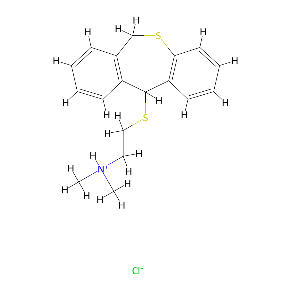 Ethanamine, 2-((6,11-dihydrodibenzo(b,e)thiepin-11-yl)thio)-N,N-dimethyl-, hydrochloride molecular structure, CAS 73150-37-5