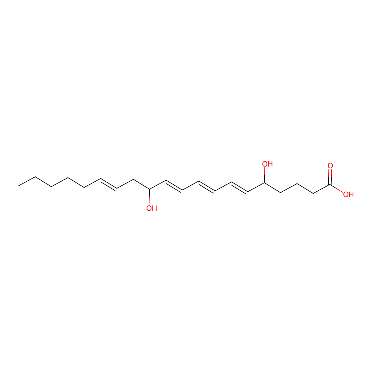 5,12-Dihydroxyicosa-6,8,10,14-tetraenoic acid molecular structure, CAS 73151-67-4