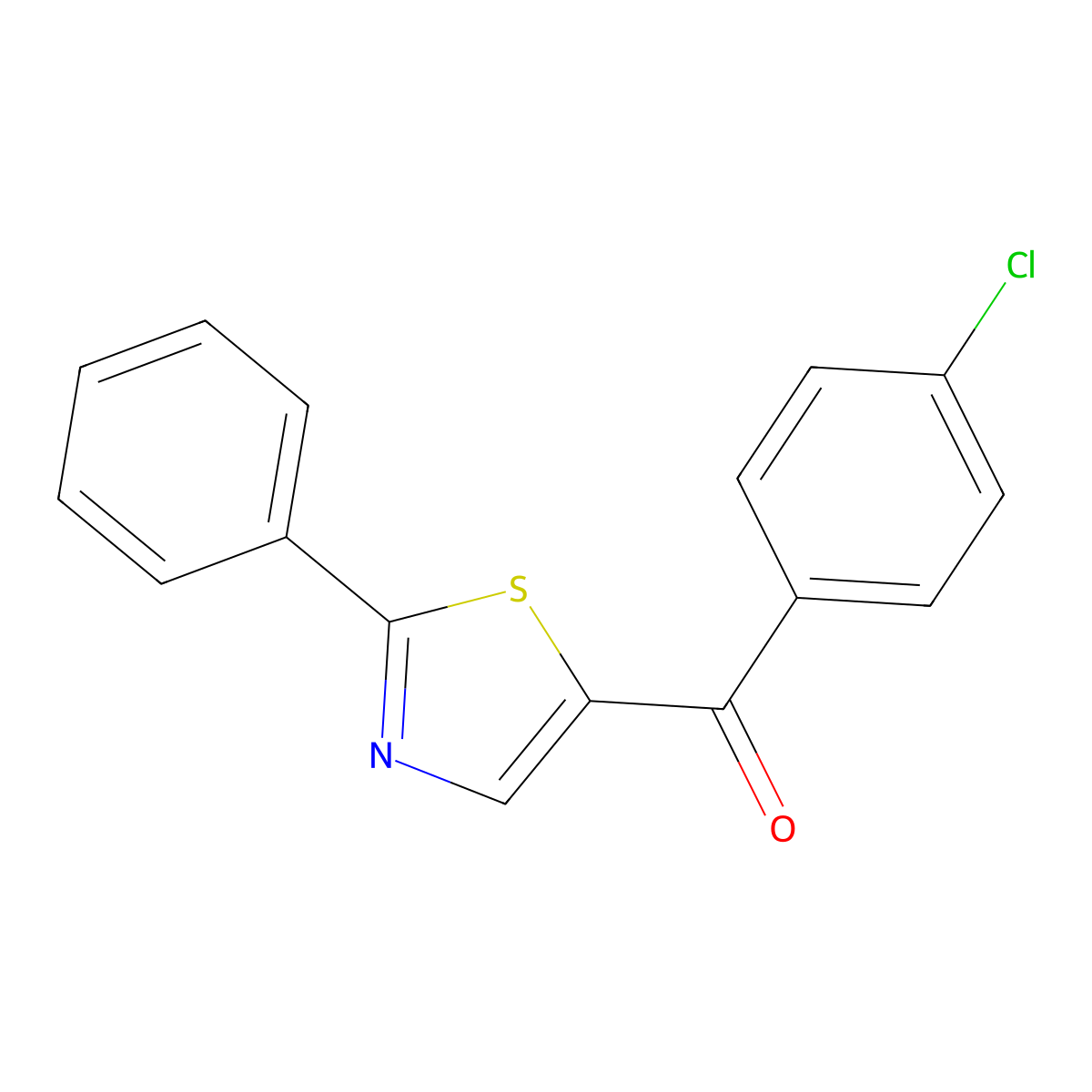 (4-Chlorophenyl)(2-phenyl-1,3-thiazol-5-yl)methanone molecular structure, CAS 73161-81-6