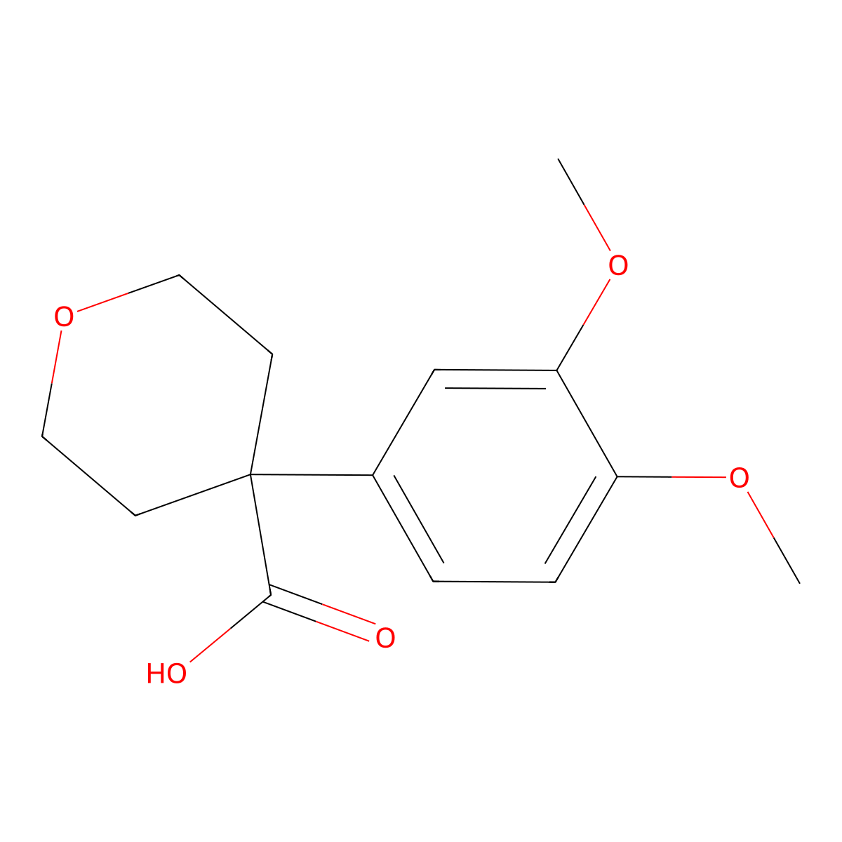 4-(3,4-dimethoxyphenyl)tetrahydro-2H-pyran-4-carboxylic acid molecular structure, CAS 73161-98-5
