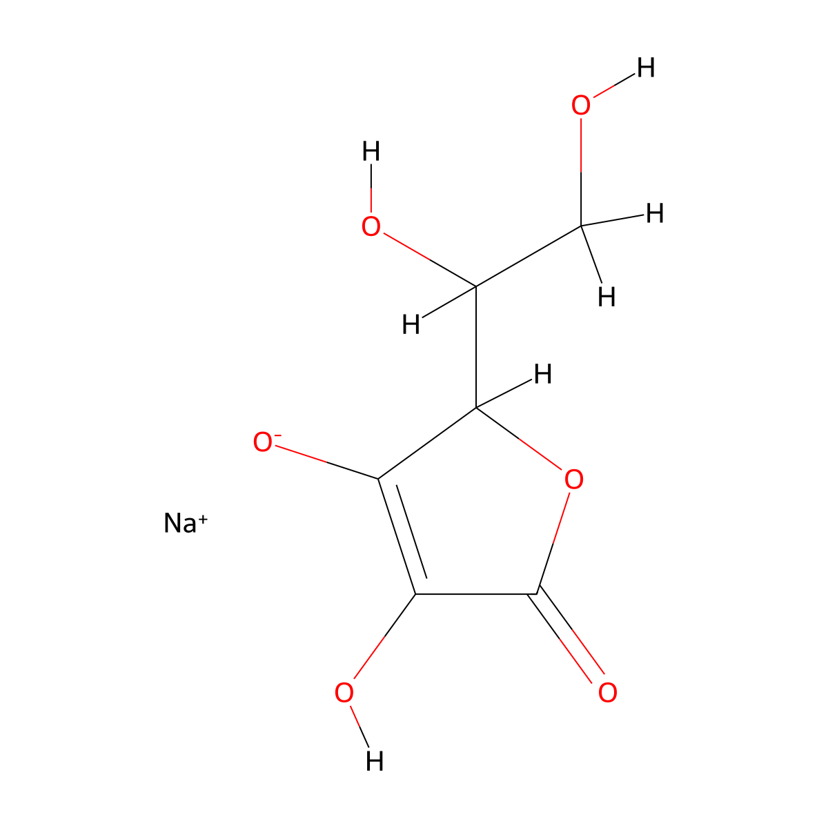 L-Ascorbic acid, sodium salt molecular structure, CAS 7317-67-1