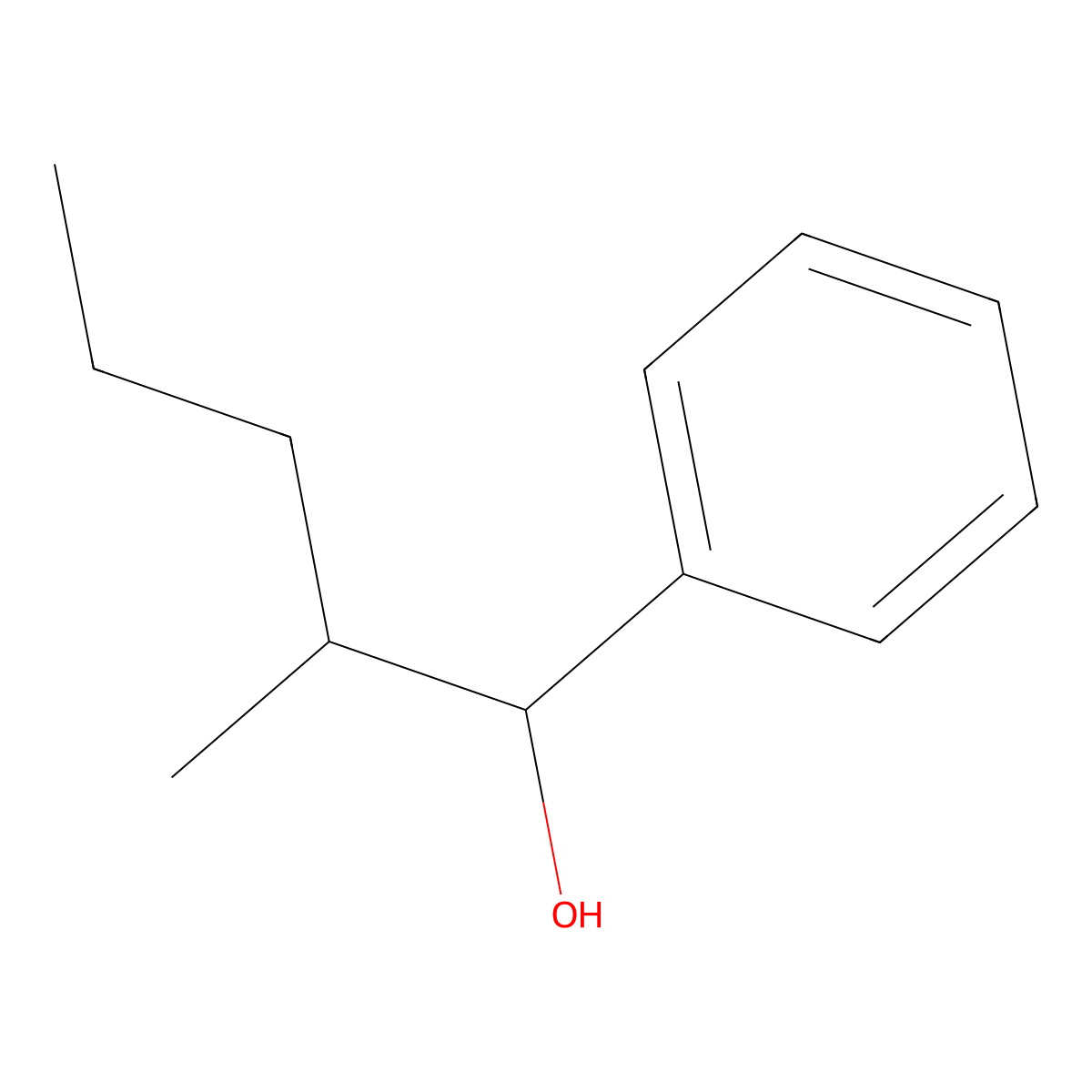 2-Methyl-1-phenyl-1-pentanol molecular structure, CAS 73177-67-0