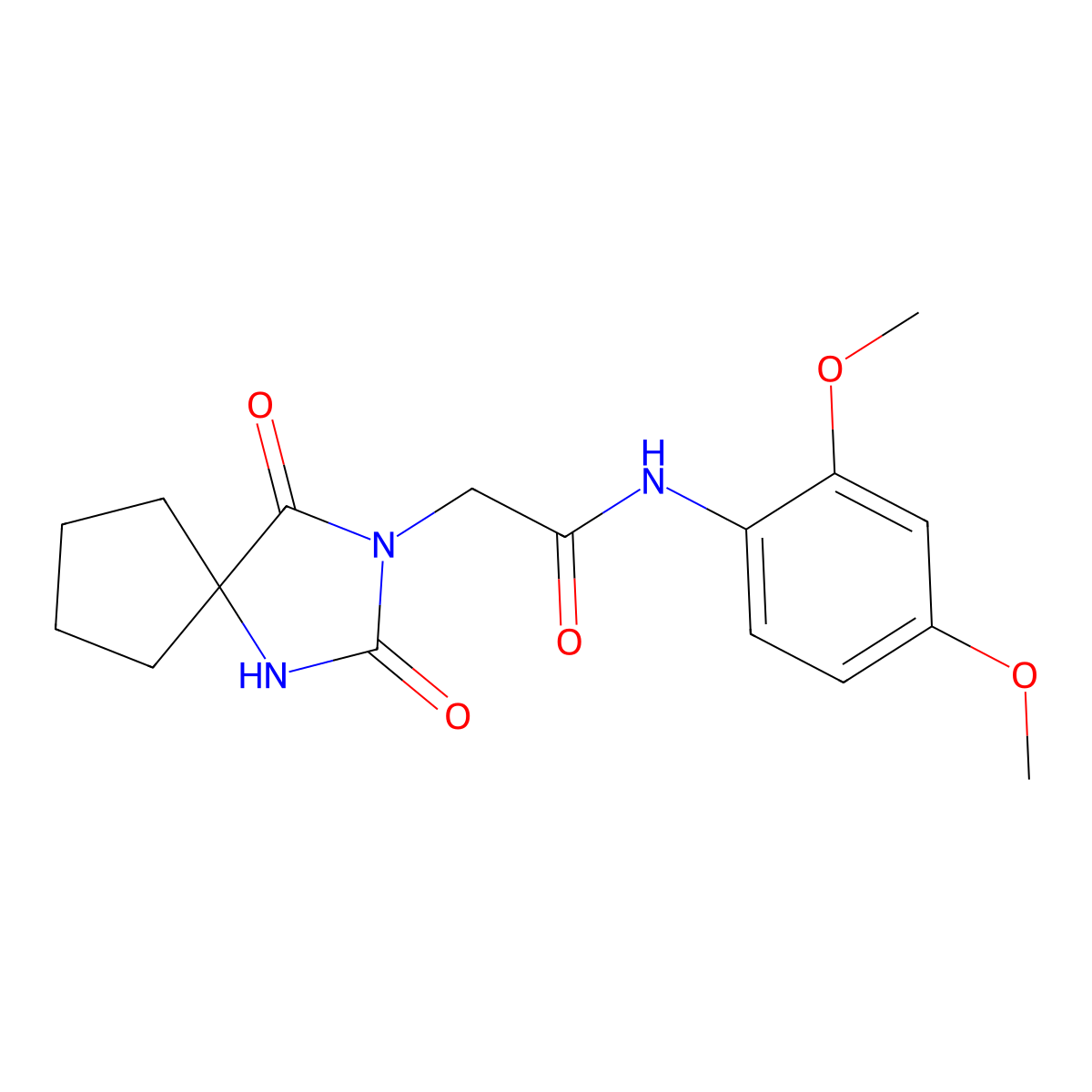N-(2,4-dimethoxyphenyl)-2-{2,4-dioxo-1,3-diazaspiro[4.4]nonan-3-yl}acetamide molecular structure, CAS 731775-47-6