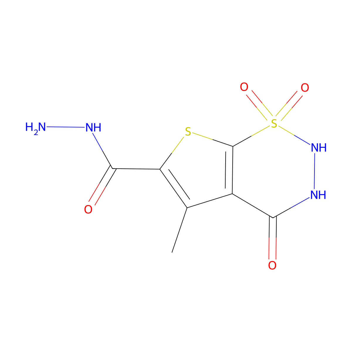 5-methyl-4-oxo-3,4-dihydro-2H-thieno[3,2-e][1,2,3]thiadiazine-6-carbohydrazide 1,1-dioxide molecular structure, CAS 731776-49-1