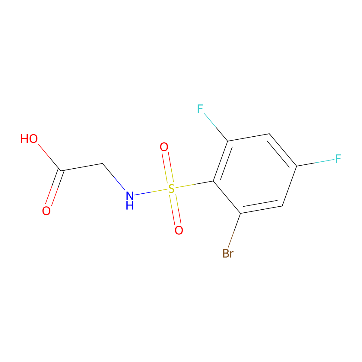 2-(2-Bromo-4,6-difluorobenzenesulfonamido)acetic acid molecular structure, CAS 731776-56-0