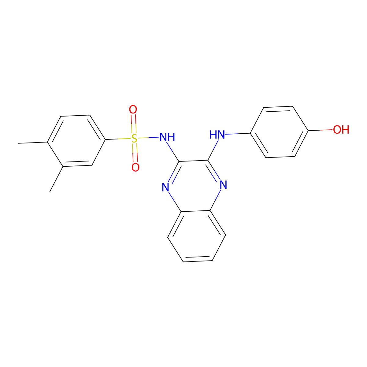 N-{3-[(4-hydroxyphenyl)amino]quinoxalin-2-yl}-3,4-dimethylbenzene-1-sulfonamide molecular structure, CAS 731776-59-3