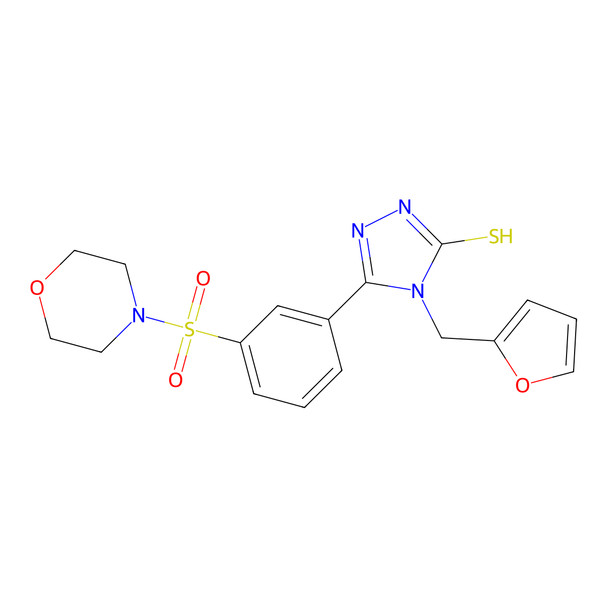 4-(furan-2-ylmethyl)-5-[3-(morpholine-4-sulfonyl)phenyl]-4H-1,2,4-triazole-3-thiol molecular structure, CAS 731776-66-2